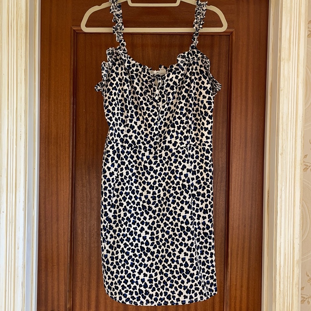 Aqua slip dress with blk/blue animal print